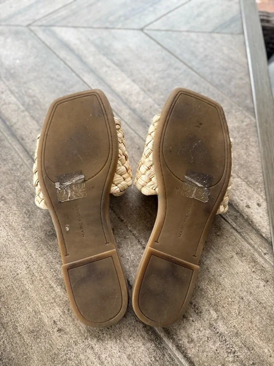 Marc Fisher size 8 Natural Braided Slide Sandals - Picture 3 of 3